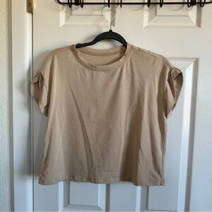 Tan Crop Boxy Tee